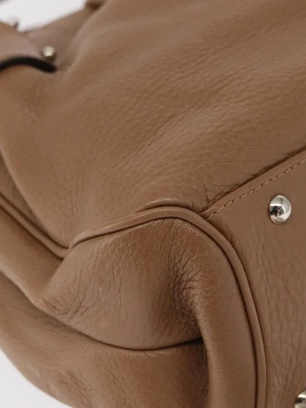 Salvatore Ferragamo Gancini Hand Bag Leather Brown Gold Auth 163989